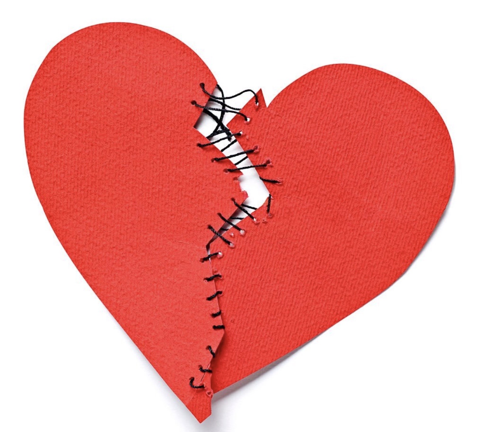 Representation of broken heart with stitching representing scarring for Ronnie Stangler MD good reads page regarding It's Your Friends Who Break Your Heart.